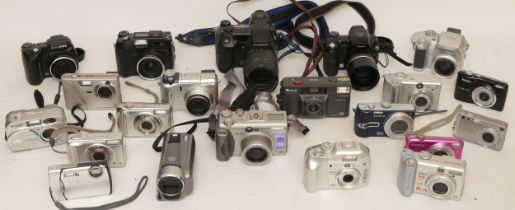 Assorted contemporary digital cameras to include Panasonic, Toshiba and Canon