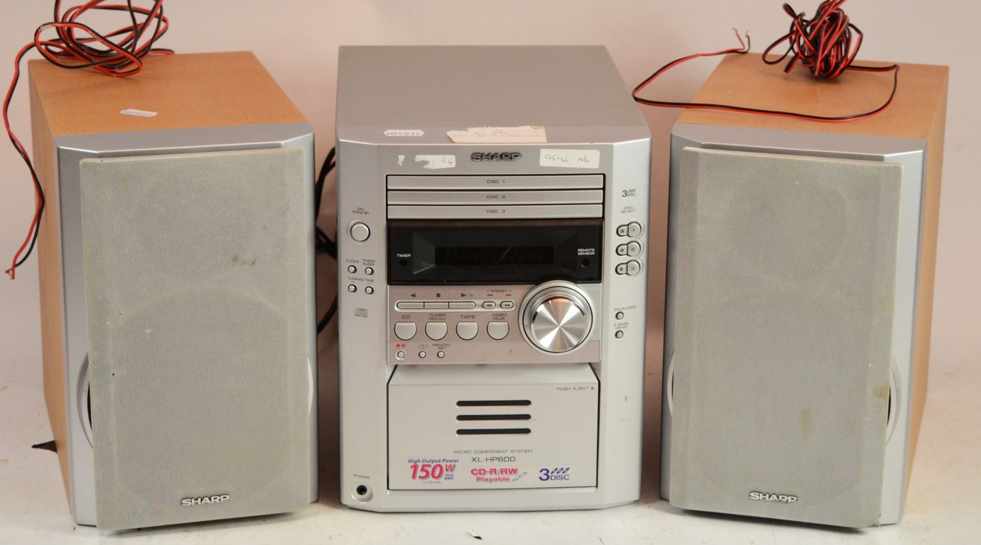 A Sony micro Hi-Fi system, model XL-HP600, with matching speakers and a Philco "Super twenty" record