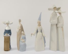 Four Lladro figurines, A-31 M, A 14 O, C-21 N, 5502, tallest 33cm.