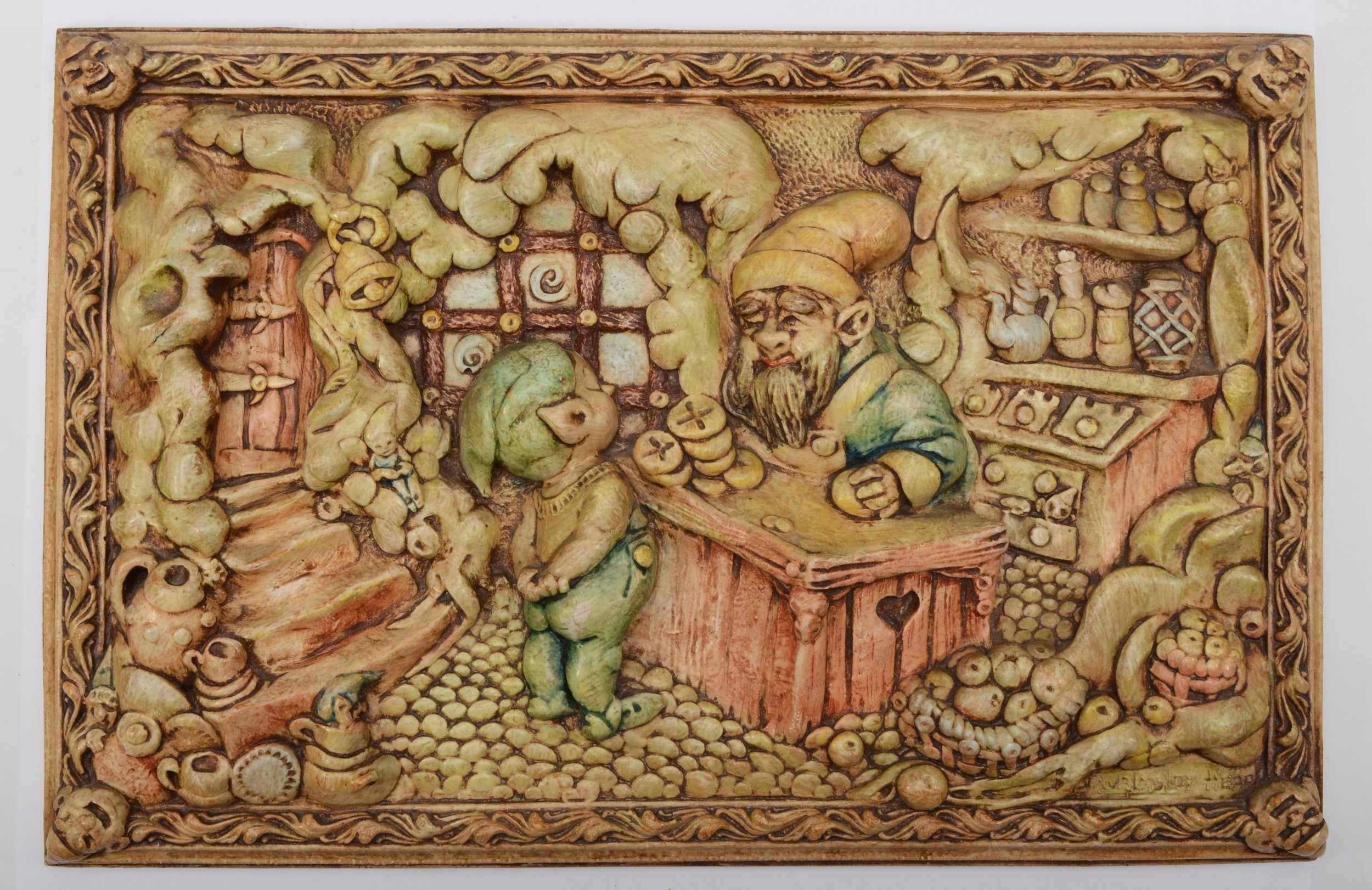 Pendelfin; a 'Fairy Shop' plaque designed by J. Walmsley Heap, 27x40cm