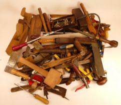 A collection of early 20th century and later carpenters hand tools, to include box planes, Stanley