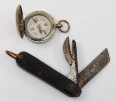 A WW1 military issue compass, the nickel plated case stamped Terrasse. W . Co V1 28787 with broad