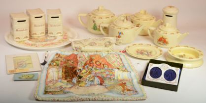 Royal Doulton Bunnykins; items to include four teapots, three book form money boxes and a pillar box