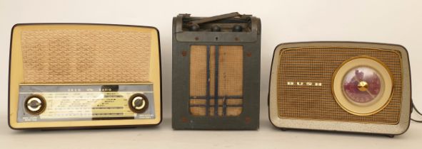 A Pye 808 valve radio, circa 1928, together with a Ekco bakelite valve radio U319A and a Bush DAC 70