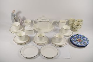 Three boxes of ceramics to include a Royal Doulton Platinum Concord tea service, H 5048, Stanley