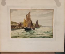 A.D. Bell (AKA Wilfred Knox, 1884-1966, British) Selling the Catch and Silvery Sea, watercolour on