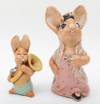 Two Pendelfin rabbits comprising of Agatha in pink dress, 17cm high together with Pendelfin ChaCha