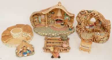 Pendelfin; a collection of rabbits and display stands to include Raft and Jim Lad, Curiosity Shop,
