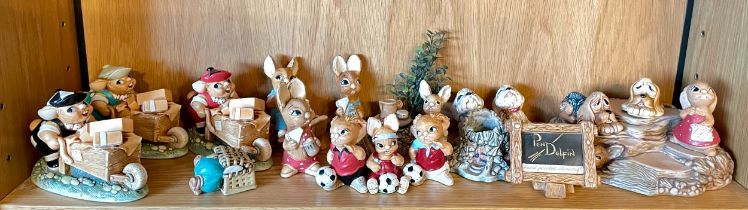 Pendelfin; a collection of rabbits to include Striker, Crocker and Pooch