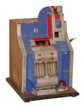 Mills QT Chevron one arm slot machine, c.1936 - 1940, plays 6d, for restoration, 74 x 32 x 35cm