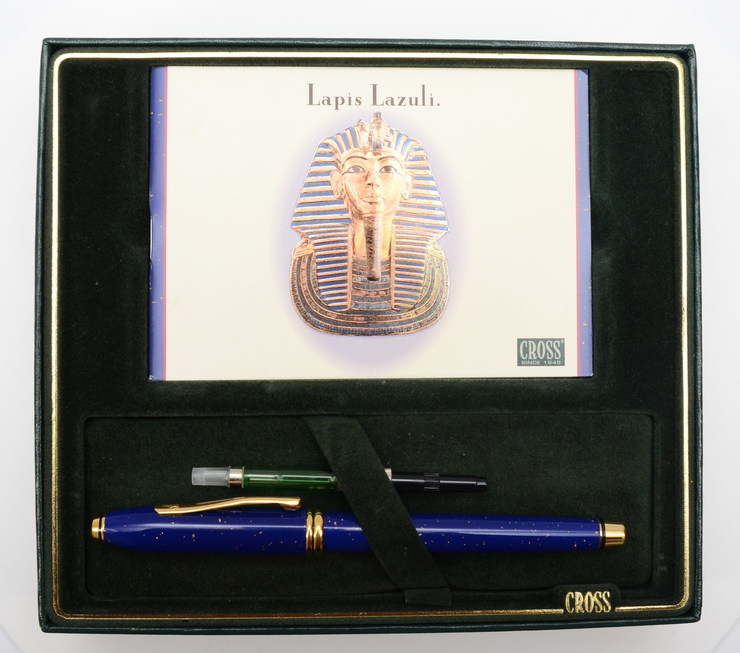 Cross, a limited edition Lapis Lazuli fountain pen, c.2002, 18K gold nib, with cartridge and plunger