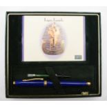 Cross, a limited edition Lapis Lazuli fountain pen, c.2002, 18K gold nib, with cartridge and plunger