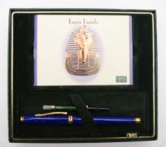 Cross, a limited edition Lapis Lazuli fountain pen, c.2002, 18K gold nib, with cartridge and plunger