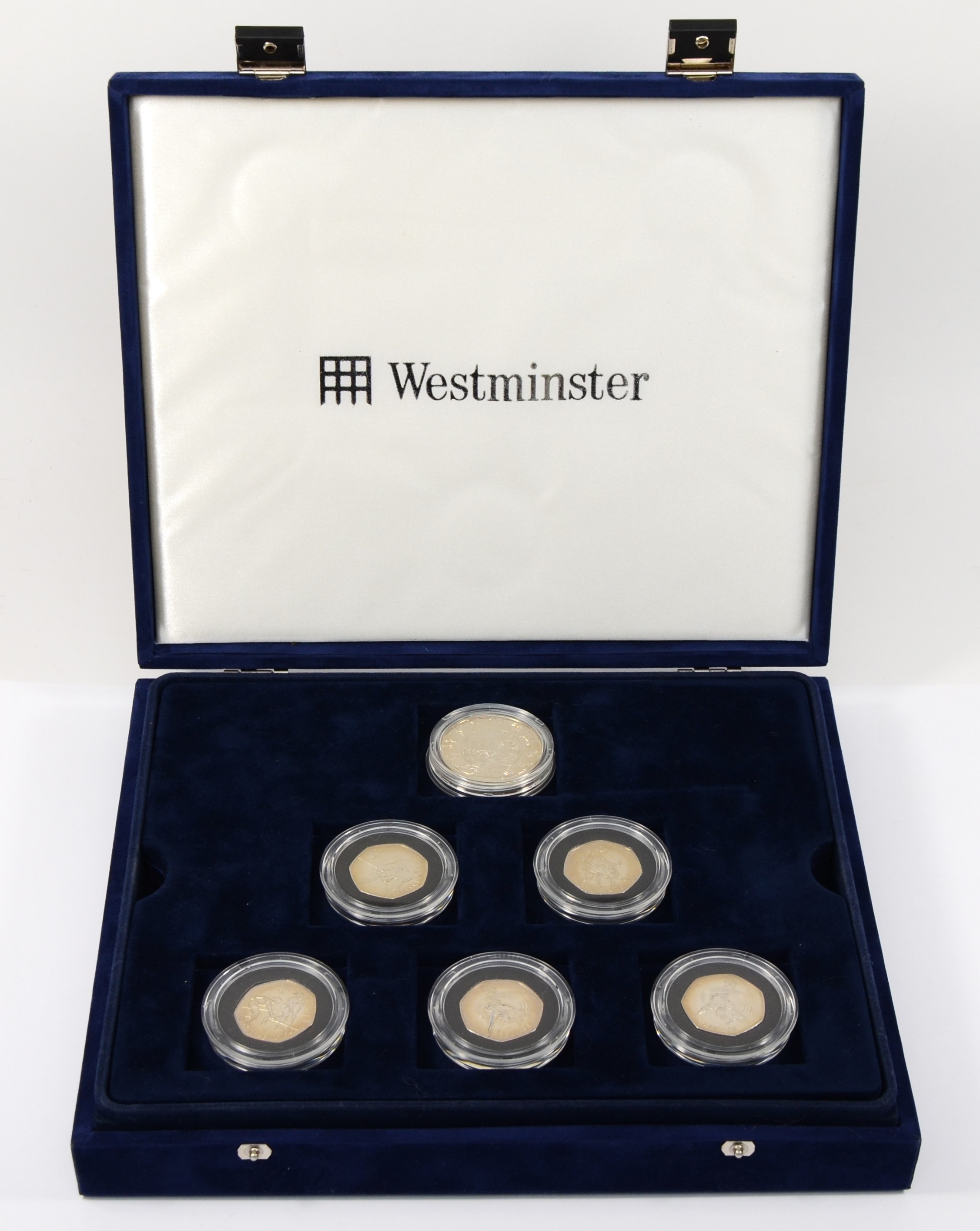 A Westminster London 2012 sports collection silver proof 50p coin set, 29 sterling silver 50p
