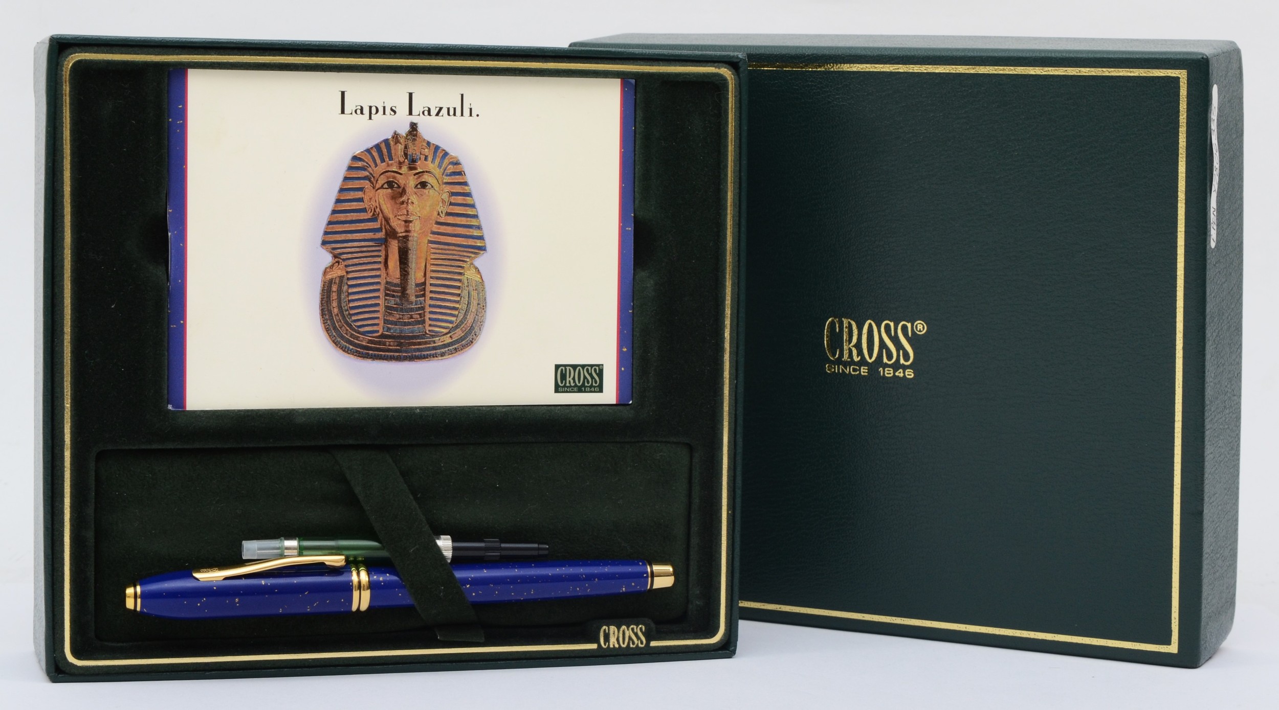 Cross, a limited edition Lapis Lazuli fountain pen, c.2002, 18K gold nib, with cartridge and plunger - Bild 3 aus 8