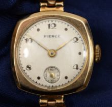 Pierce, a 9ct gold cased ladies wrist watch, by Dennison Watch Case Co., Birmingham 1946, the