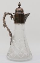 A cut glass and silver mounted claret jug, by Warwickshire Reproduction Silver, Birmingham 1972, the