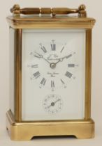L'Epee, a 20th century French brass corniche cased half hourly striking repeating carriage clock,
