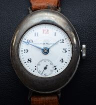 Tavannes Watch Co. a Swiss silver manual wind ladies wristwatch, with CYMA movement, 31 x 27mm.
