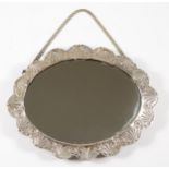 A 900 standard embossed wall hanging small mirror, 16 x 12.5cm