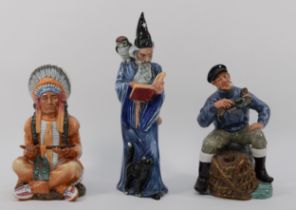 Royal Doulton; three porcelain figures The Chief HN2892, The Wizard HN2877 and The Lobster Man