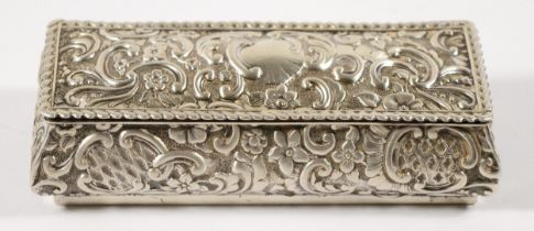 An Edwardian silver trinket box, by Charles Horner, Birmingham 1903, with embossed and chased floral