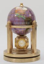 A 20th century gem set globe quartz desk time piece, set with clock, thermometer and hygrometer,