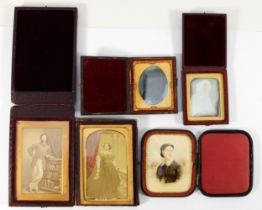 Eraud (19th century) portrait miniature of lady wearing a black dress, oil on board, in a bi fold