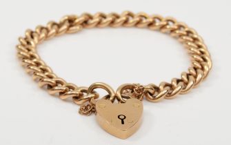 A 9ct gold heart shaped padlock bracelet, approximately 16cm, 36gm in original R.Curtis, Hull box.