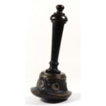 A silver mounted ebonised wood hammer, inscribed " To A.G. Pitman esq, by, J.E. Evans & Co.,