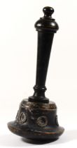 A silver mounted ebonised wood hammer, inscribed " To A.G. Pitman esq, by, J.E. Evans & Co.,