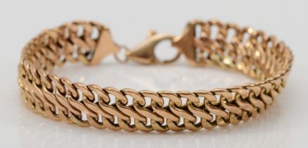 A 9ct gold flat link bracelet, 20cm, 12.5gm.