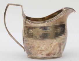 A George III silver bright cut cream jug, probably by the Bateman's, London 1808, with reeded border