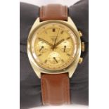 Heuer, Carrera, a gold plated chronograph gentleman's wristwatch, c.1970's, gilt dial with three