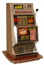 Aristocrat Elite Bingo one arm electromechanical three reel slot machine, c.1977, 10p play, open,