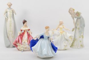 Royal Doulton; five porcelain figures comprising of Reflections Debut HN3046 and Summer's Darling