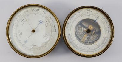 L. Casella, an early 20th century brass cased Holosteric barometer, with suspension loop, 13cm