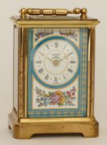 Halcyon Days, a 20th century gilt brass and enamel carriage timepiece, the dial with black Roman