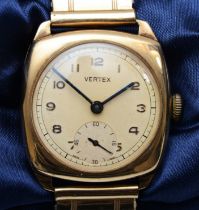 A 9ct gold manual wind gentleman's presentation wristwatch,Birmingham 1951, 15 jewel movement,