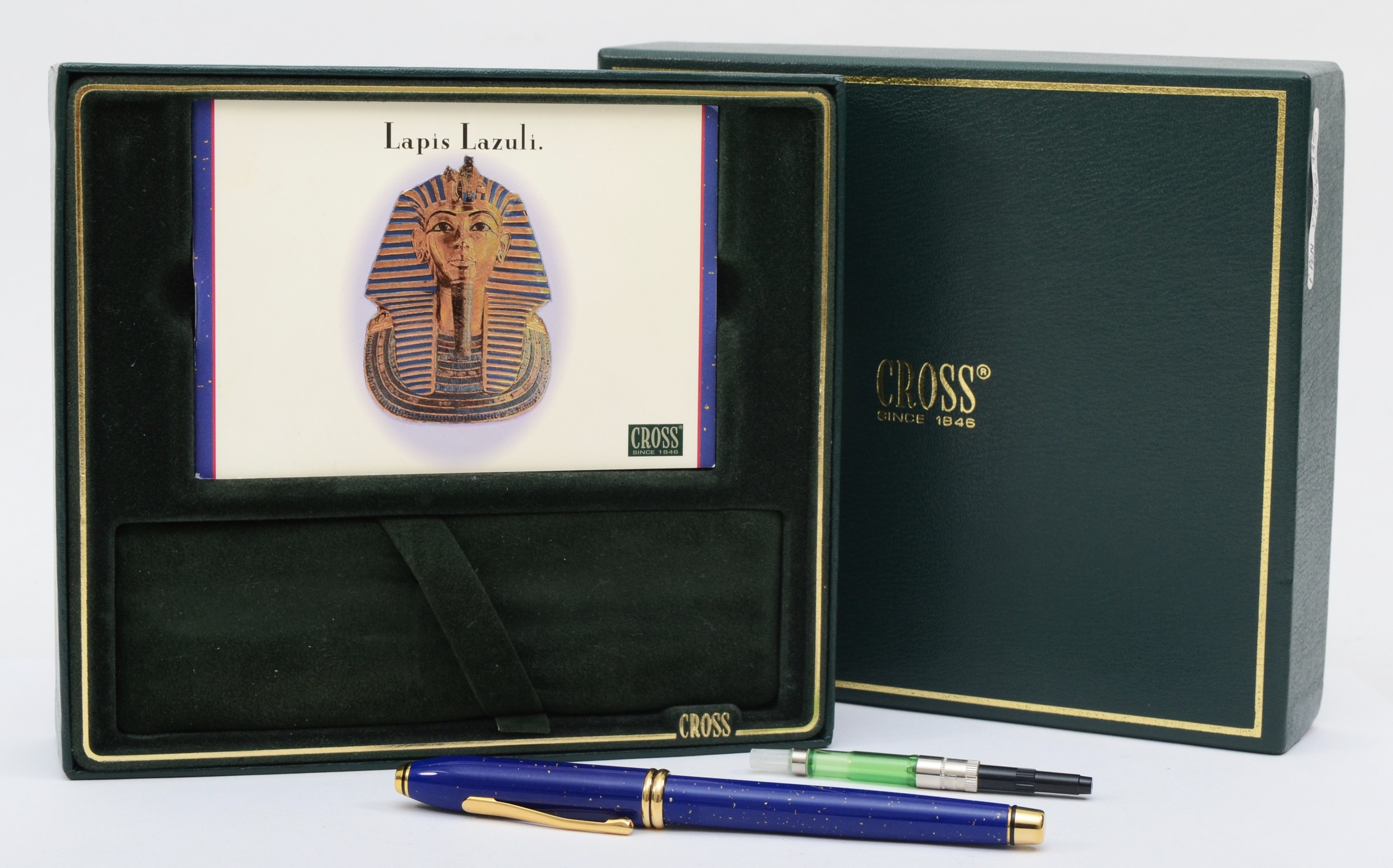 Cross, a limited edition Lapis Lazuli fountain pen, c.2002, 18K gold nib, with cartridge and plunger - Bild 4 aus 8