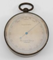 Bishop & Lacey, a brass compensated aneroid pocket barometer, numbered 1360, 68mm