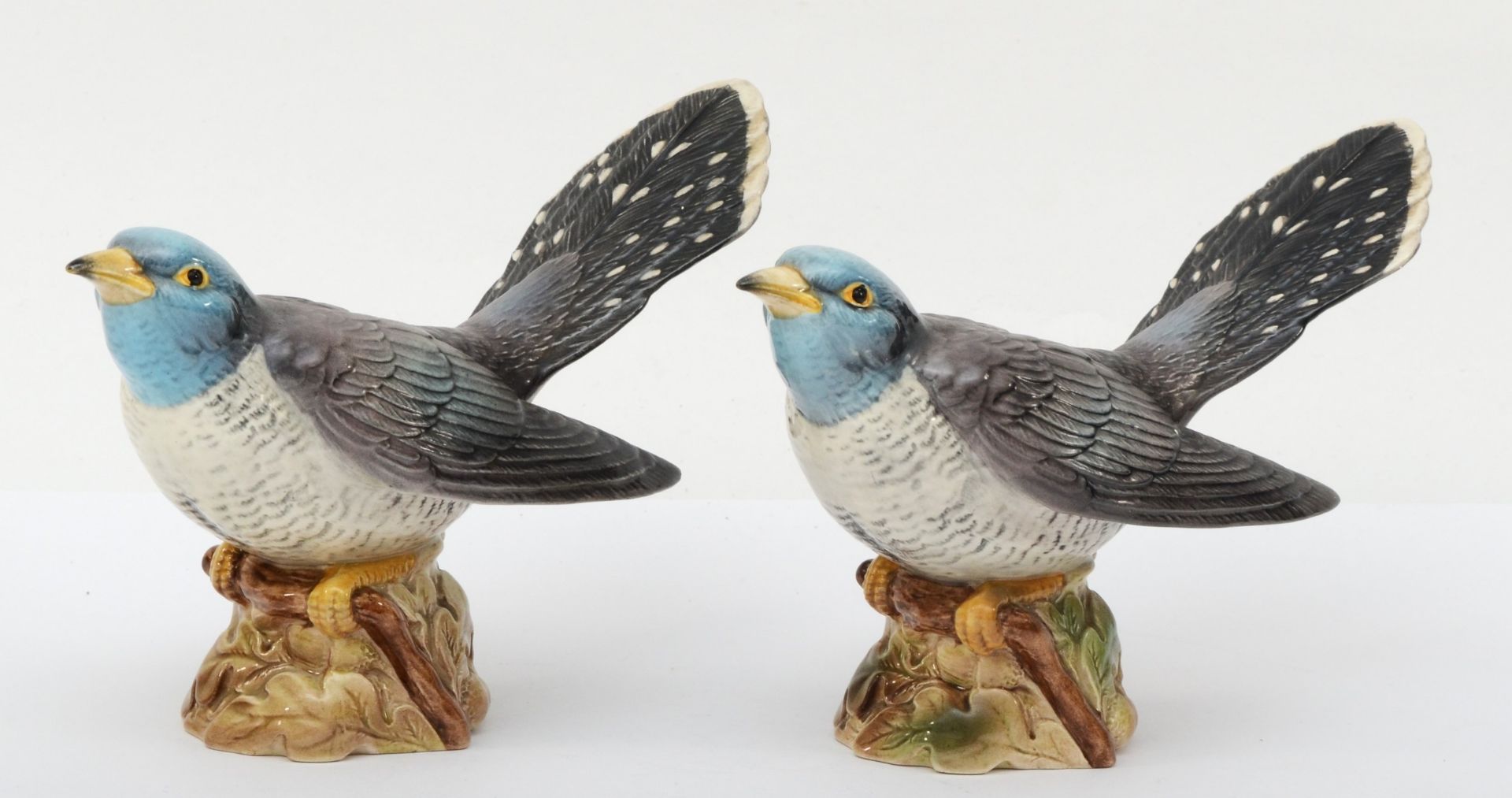A pair of Beswick Cuckoos, model number 2315, designed by Albert Hallam, issued 1970 - 1982, 12 cms