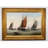 W. Stamp, 19th century, sailing barges, oil on canvas, signed and dated 1904, 50 x 75cm