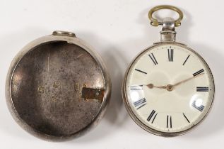 Reader, Cranbrook, a William IV silver pair cased pocket watch, London 1835, white enamel dial,