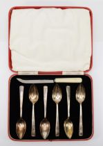 A cased set of six George VI silver grape fruit spoons, by Cooper Brothers & Sons Ltd, Sheffield