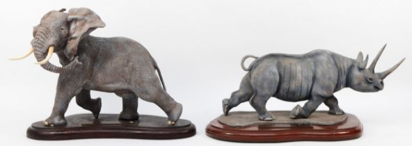 James Noble (20th century), two limited edition cold cast resin figures of Luangwa, Last Kingdom