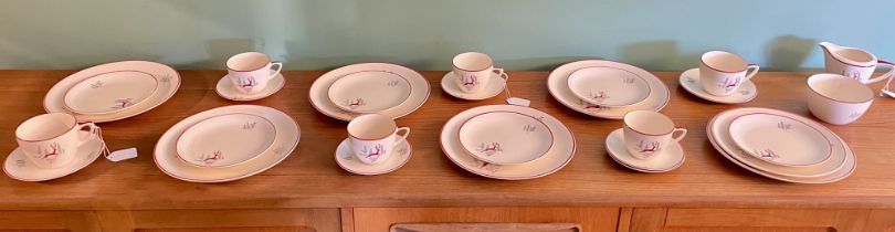 Crown Devon Stockholm pattern, mid 20th century part dinner and teaset comprising of six 25cm