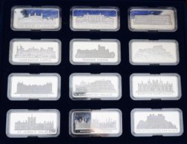 The Birmingham Mint limited edition silver Royal palaces ingots, estimated total weight 372gm