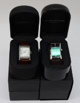 Emporio Armani, two stainless steel quarts wrist watches, AR-0818, AR-0203, boxed.