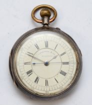J. Preston & Co, Bolton, A silver cased open faced keyless wind chronograph pocket watch, by Ralph